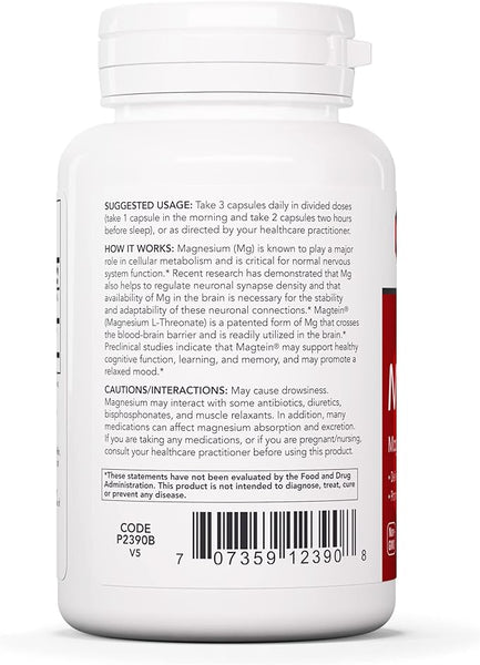Magtein (Magnesium L-Threonate) (90 capsules)