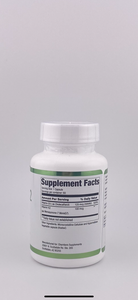 Vitamin D3 K2 10,000IU (60 caps) (Formerly Vit D 10000) by Chambers Supplements