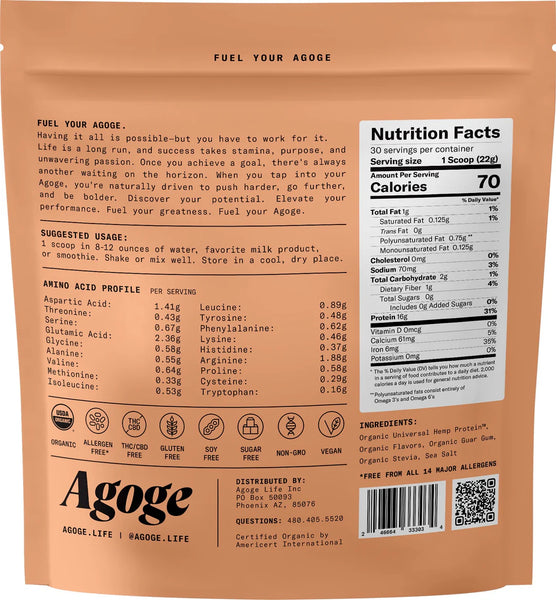 Agoge Hemp Protein Powder (Chocolate) (683 grams)