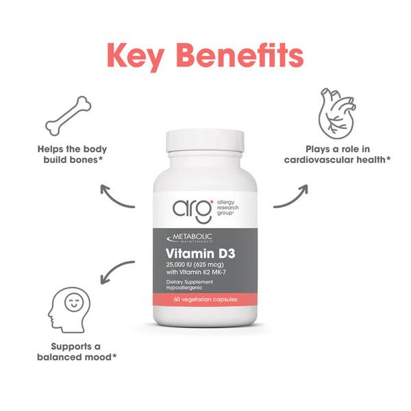 Vitamin D-3 25000 IU w/ K2 MK-7 (60 capsules) by Metabolic Maintenance