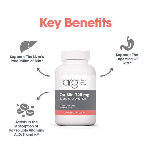 Ox Bile 125 mg (180 veg caps) by Allergy Research Group