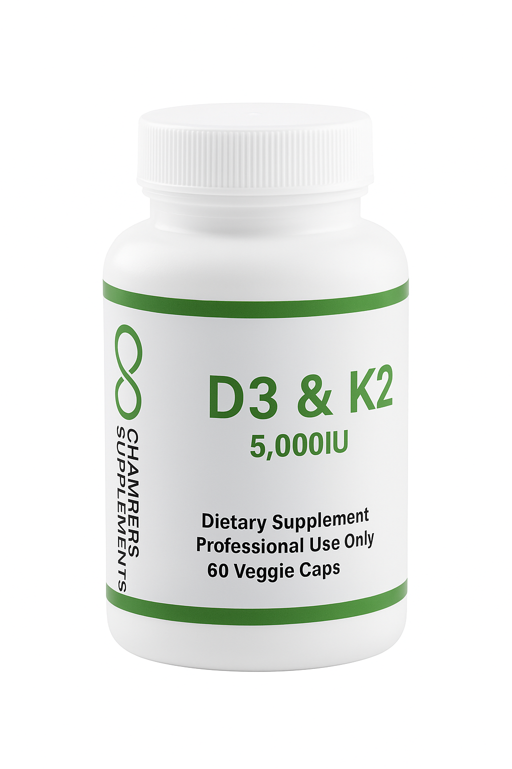Vitamin D3 & K2 5,000IU (60 caps)(Formerly Vit D 5,000) by Chambers Supplements