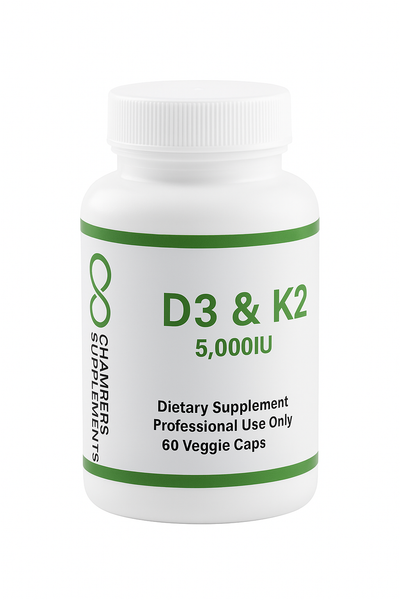 Vitamin D3 & K2 5,000IU (60 caps)(Formerly Vit D 5,000) by Chambers Supplements