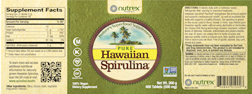 Pure Hawaiian Spirulina (400 Tabs) by Nutrex Hawaii