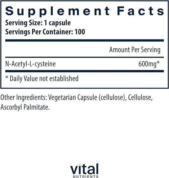 NAC (N-Acetyl Cysteine) 600mg (100 capsules)