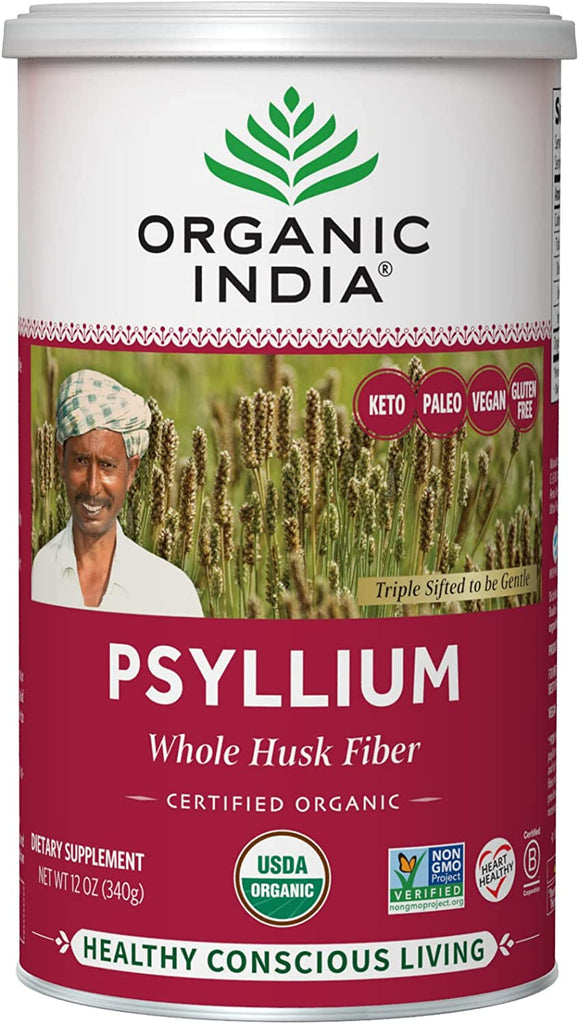 Indian Fiber Organic Psyllium Whole Husk Fiber (12oz) by Organic India – Chambers ...